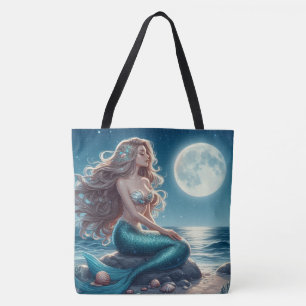 Meerjungfrau am Strand in der Nacht Tasche