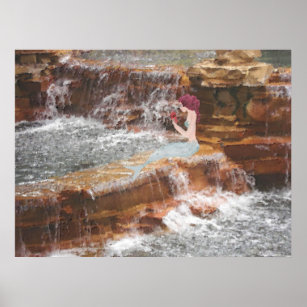 Meerjungfrau am Wasserfall Poster