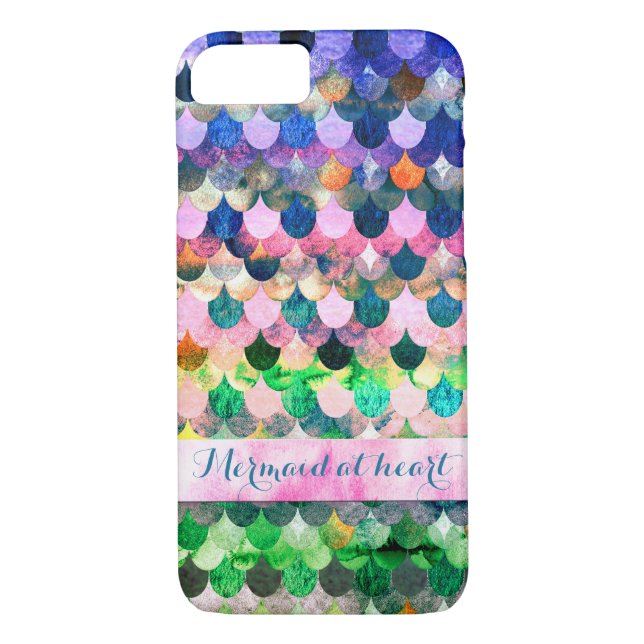 Meerjungfrau an Herz-Buntem Mermaidscales Muster Case-Mate iPhone Hülle (Rückseite)