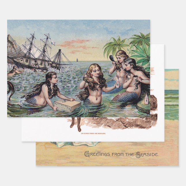 Meerjungfrau Antike Magie Schöner Ozean Geschenkpapier Set (Set)