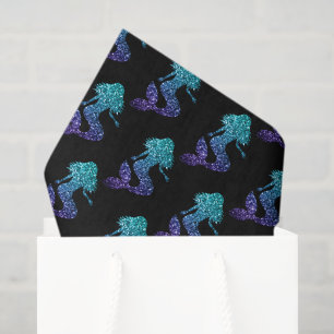 Meerjungfrau aqua blau ombre Glitzer Muster schwar Seidenpapier