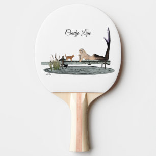 Meerjungfrau auf Bootsanlegestelle Pong Paddle Tischtennis Schläger