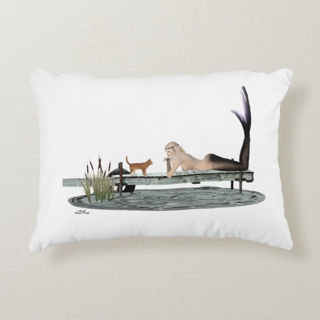 Meerjungfrau auf dem Dock Accent Pillow Dekokissen (Vorderseite)