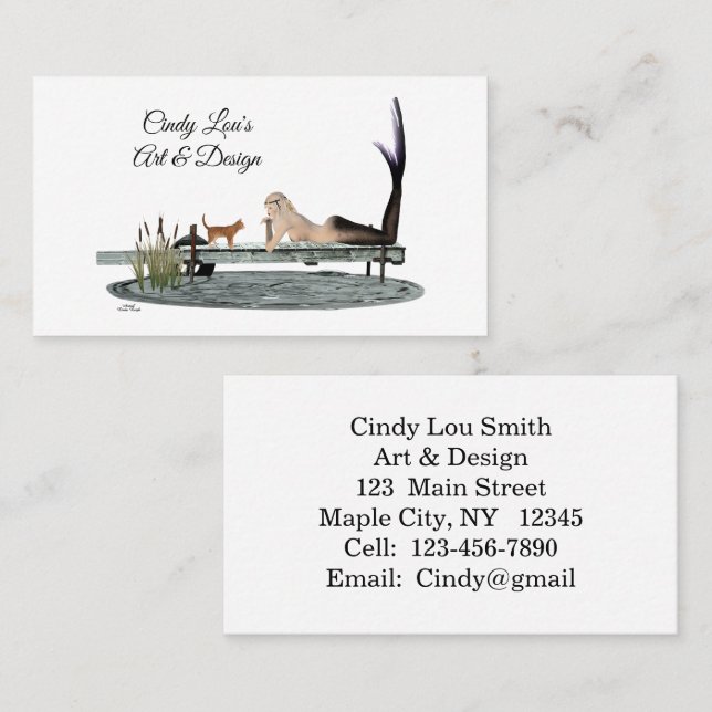 Meerjungfrau auf der Dock Business Card Visitenkarte (Vorne/Hinten)