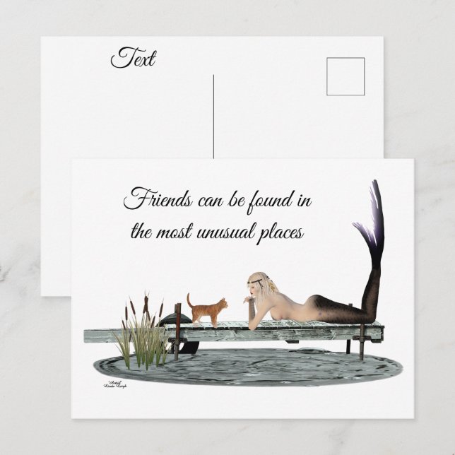 Meerjungfrau auf der Postkarte des Bootes (Vorne/Hinten)