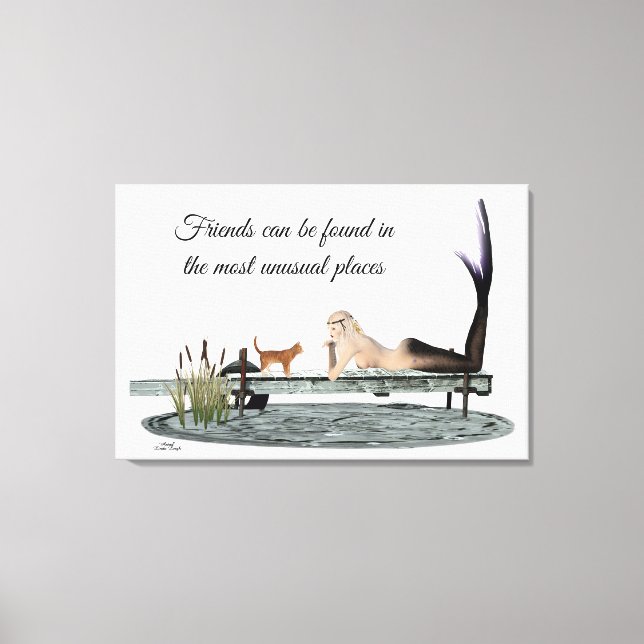 Meerjungfrau auf Dock gesteppte Leinwand Print (Vorderseite)