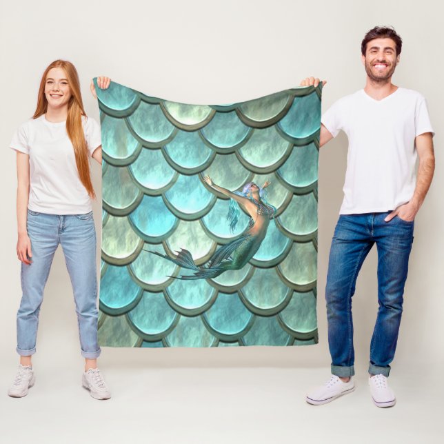 Meerjungfrau auf Meerjungfrau-Schwanz-Skala Fleecedecke (Beispiel)