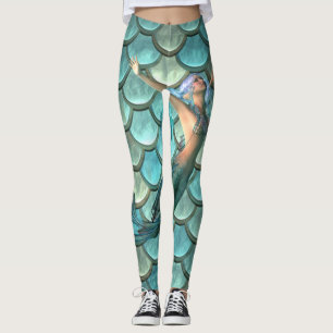 Meerjungfrau auf Meerjungfrau-Schwanz-Skala Leggings