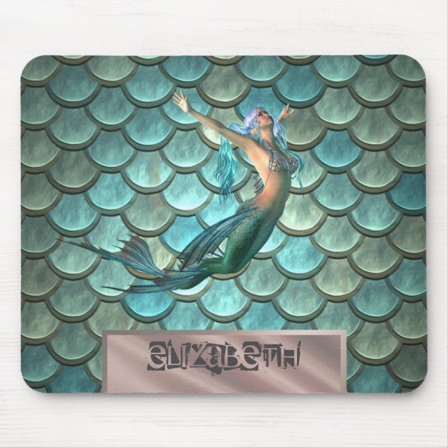 Meerjungfrau auf Meerjungfrau-Schwanz-Skala Mousepad (Vorne)