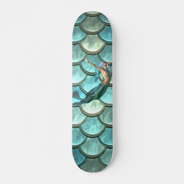 Meerjungfrau auf Meerjungfrau-Schwanz-Skala Skateboard (Vorne)