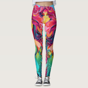 Meerjungfrau auf Regenbogenhaar mit Cocktail Leggings