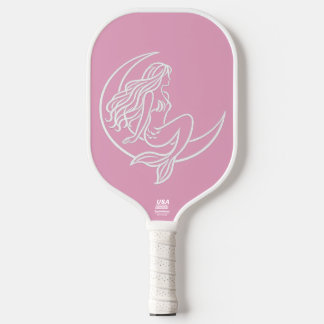 Meerjungfrau auf zunehmendem Mond (Weiße Linienkun Pickleball Schläger