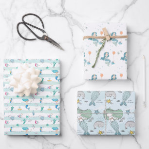 Meerjungfrau Auswahl Drei Geschenkpapier Set