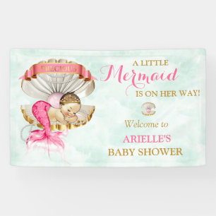 Meerjungfrau-Baby-Kamm-Muschel-Tiara Perlen Gold R Banner