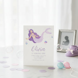 Meerjungfrau-Baby-Party unter dem Meer in Lila Einladung