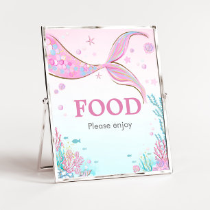Meerjungfrau-Baby-Shower-Essensschild Poster