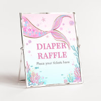 Meerjungfrau-Baby-Shower-Windeln-Raffle-Schild