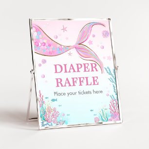 Meerjungfrau-Baby-Shower-Windeln-Raffle-Schild Poster