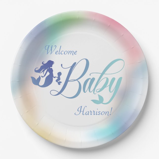 Meerjungfrau-Babydusche Pappteller (Vorderseite)