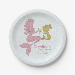 Meerjungfrau-Babydusche Rosen-Goldpapier-Teller Pappteller