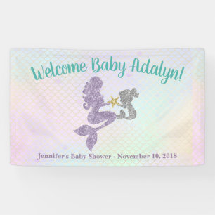 Meerjungfrau-Babyparty-Mutter-u. Kinderfahne Banner