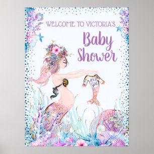 Meerjungfrau-Babyshower-Schilder für Mädchen Poster