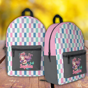 Meerjungfrau-Blöcke rosa Namensmuster Bedruckter Rucksack