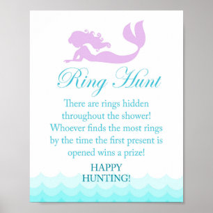 Meerjungfrau-Brautparty-Ring-Suchspiel-Schild Poster