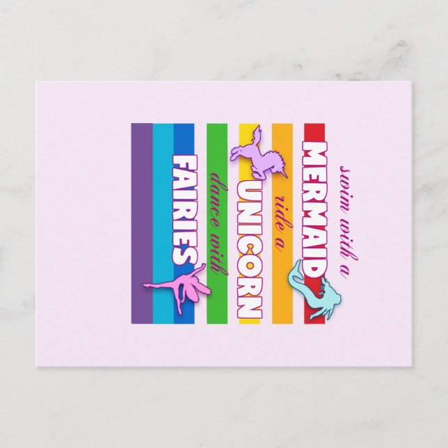 Meerjungfrau, Einhorn, Fairies Geschenk. Niedliche Postkarte (Vorderseite)