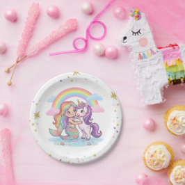 Meerjungfrau-Einhorn-Papierpartyplatte Pappteller
