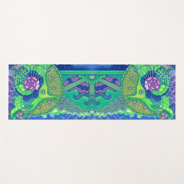 Meerjungfrau & Fisch, Unterwasserfantasie, nautisc Yogamatte (Vorderseite (Horizontal))