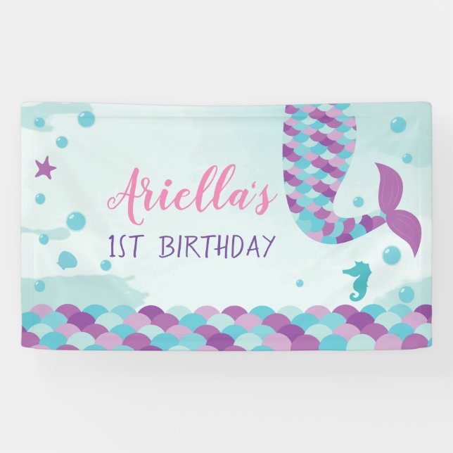 Meerjungfrau-Geburtstags-Party Banner (Horizontal)