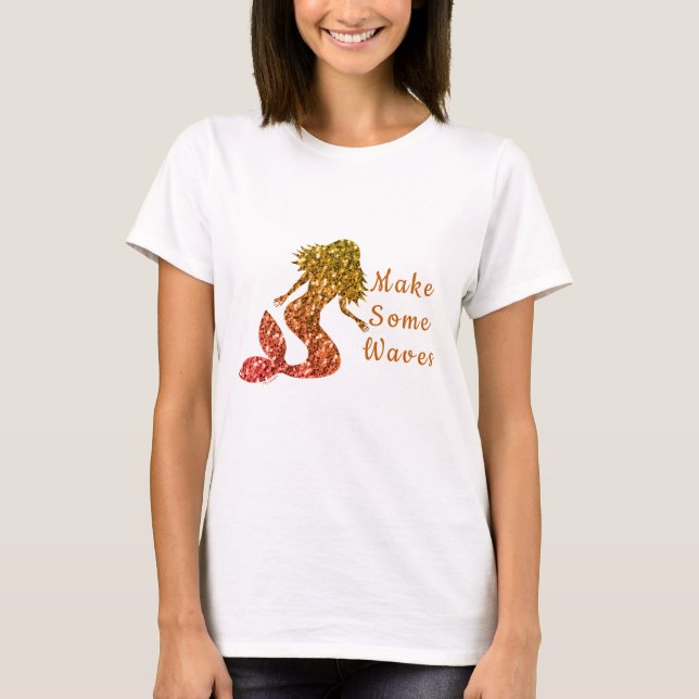 Meerjungfrau Gelbe Omele Glitzern Wellen machen T-Shirt (Vorderseite)