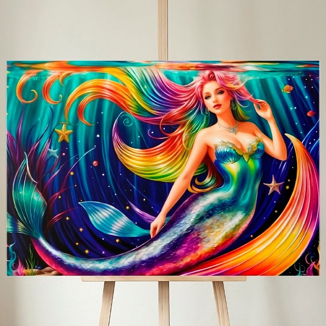 Meerjungfrau Girl Fish Schwanz Unterwasser farbenf Leinwanddruck (Von Creator hochgeladen)