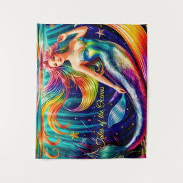 Meerjungfrau Girl Fish Schwanz Unterwasser farbenf Wandteppich