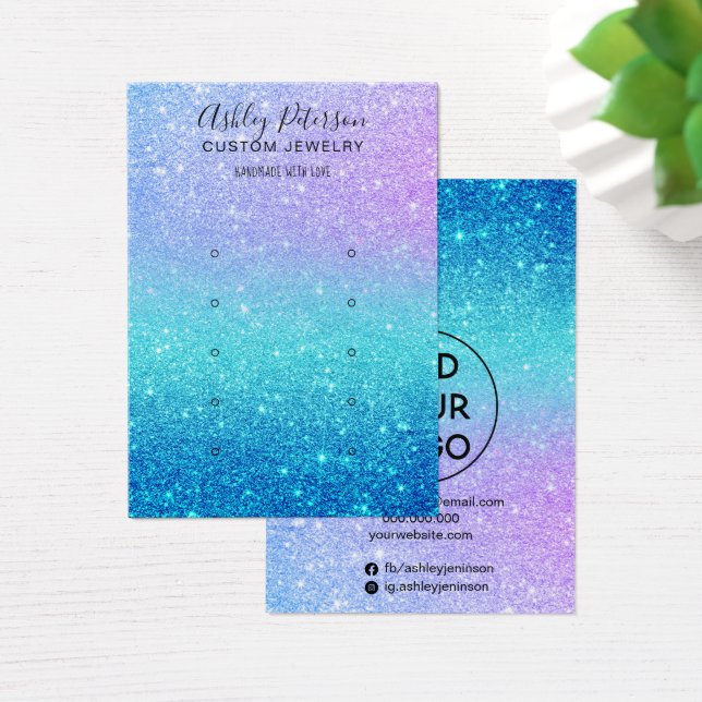 Meerjungfrau Glitzer blauer Ohrring (Schreibtisch)