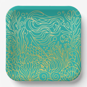 Meerjungfrau - Gold Pappteller