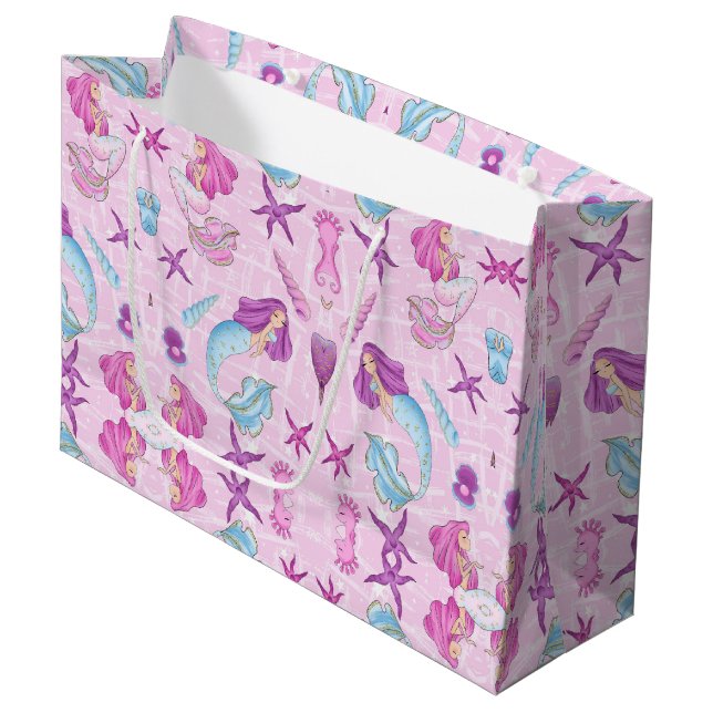Meerjungfrau-große Geschenk-Tasche Große Geschenktüte (Vorderseite Schrägansicht)