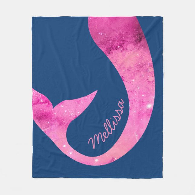 Meerjungfrau-halbes Spaß-Name-Rosa Fleecedecke (Vorderseite)