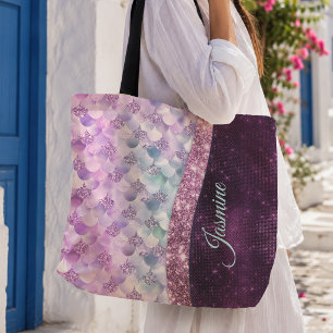 Meerjungfrau Haut rosa silberner falscher Glitter  Tasche