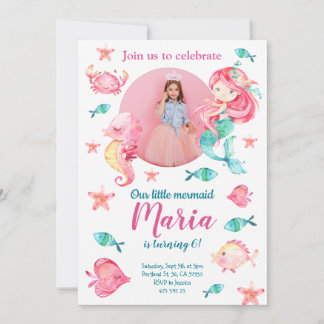Meerjungfrau im Foto Geburtstag Einladung