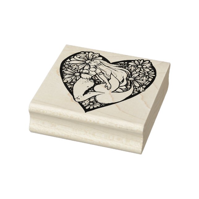 Meerjungfrau im Herzen Gummistempel (Stempel)