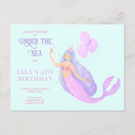 Meerjungfrau im Rahmen der Sea Birthday Blue-Einla Postkarte