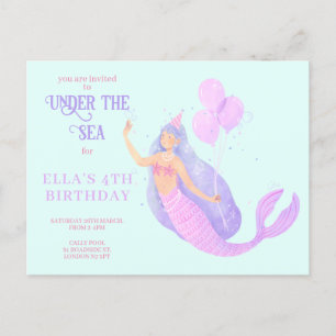 Meerjungfrau im Rahmen der Sea Birthday Blue-Einla Postkarte