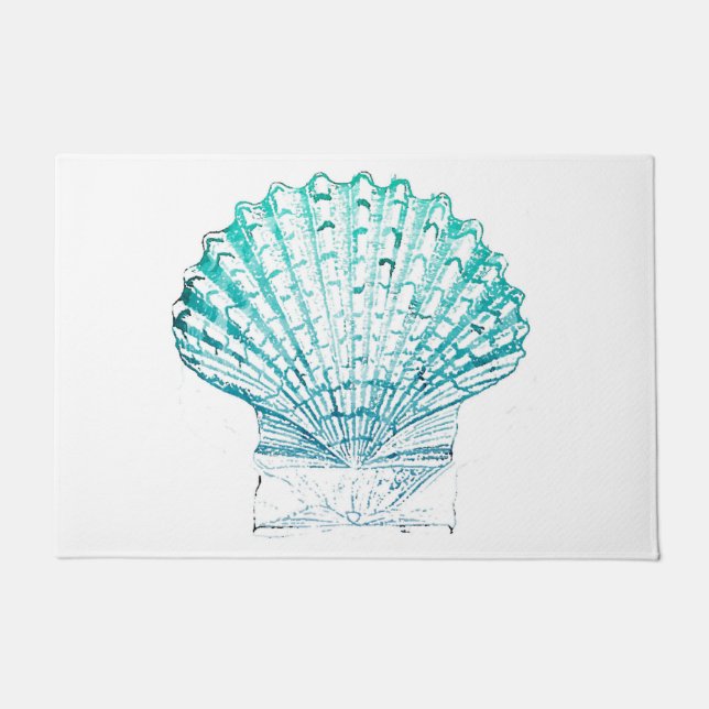 Meerjungfrau in aquamariner Aquarellfarbe Fußmatte (Vorderseite)