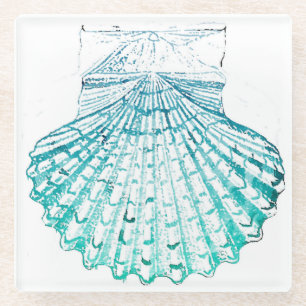 Meerjungfrau in aquamariner Aquarellfarbe Glasuntersetzer