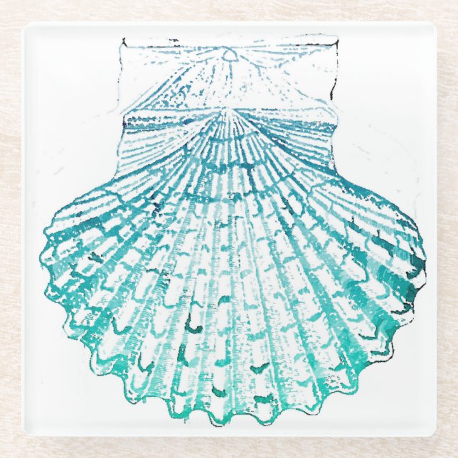 Meerjungfrau in aquamariner Aquarellfarbe Glasuntersetzer (Vorderseite)
