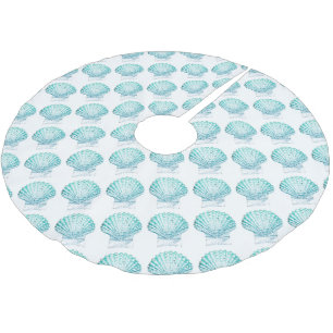 Meerjungfrau in aquamariner Aquarellfarbe Polyester Weihnachtsbaumdecke