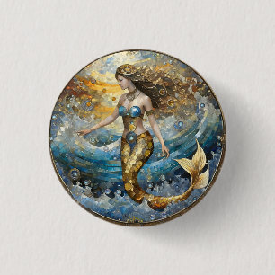 Meerjungfrau in den Ozeanwellen Button
