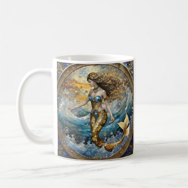 Meerjungfrau in den Ozeanwellen Kaffeetasse (Links)